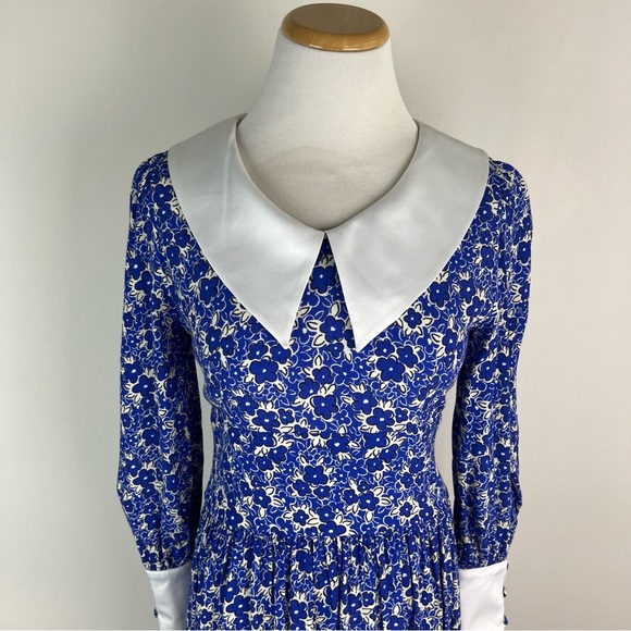 Coco Fennell Peter Pan Collar mini dress Blue Floral Size UK 6 US 2 - Picture 7 of 11